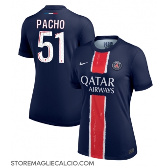 Paris Saint-Germain Willian Pacho #51 Maglia Gara Casa Repliche 2024-25 Donna Maniche Corte
